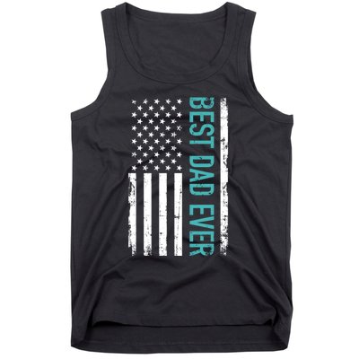 Fathers Day Best Dad Ever With US American Flag Tank Top