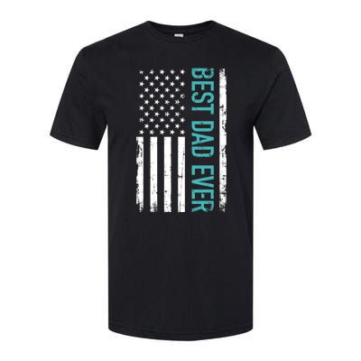 Fathers Day Best Dad Ever With US American Flag Softstyle CVC T-Shirt