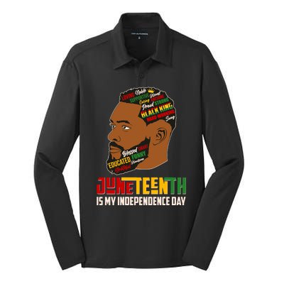 Father's Day Black King Juneteenth Is My Independence Day Silk Touch Performance Long Sleeve Polo