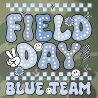 Field Day Blue Team Groovy Smile Face Checkered Students Legacy Tie Dye Trucker Hat