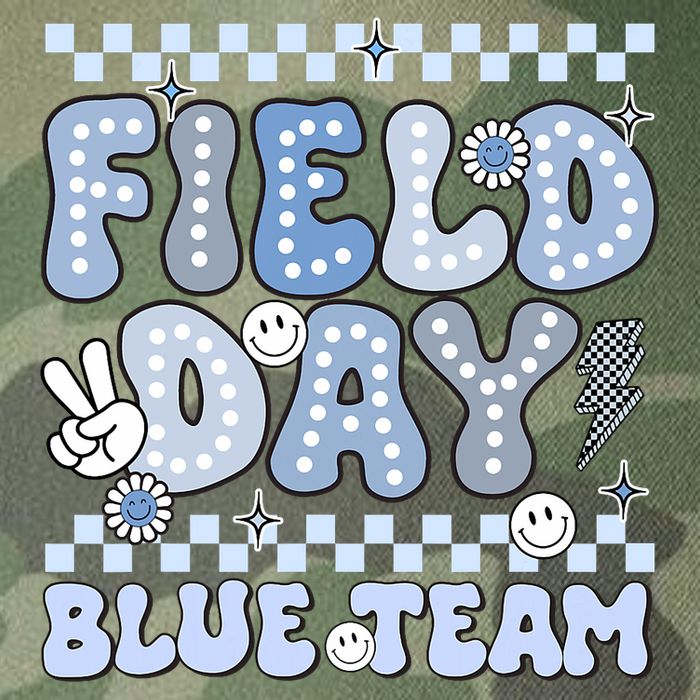 Field Day Blue Team Groovy Smile Face Checkered Students Legacy Tie Dye Trucker Hat