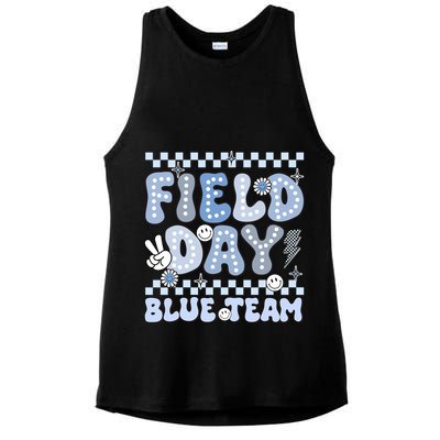 Field Day Blue Team Groovy Smile Face Checkered Students Ladies PosiCharge Tri-Blend Wicking Tank