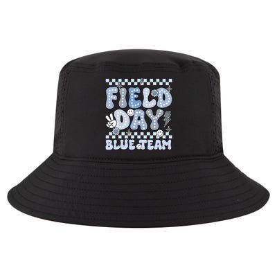 Field Day Blue Team Groovy Smile Face Checkered Students Cool Comfort Performance Bucket Hat