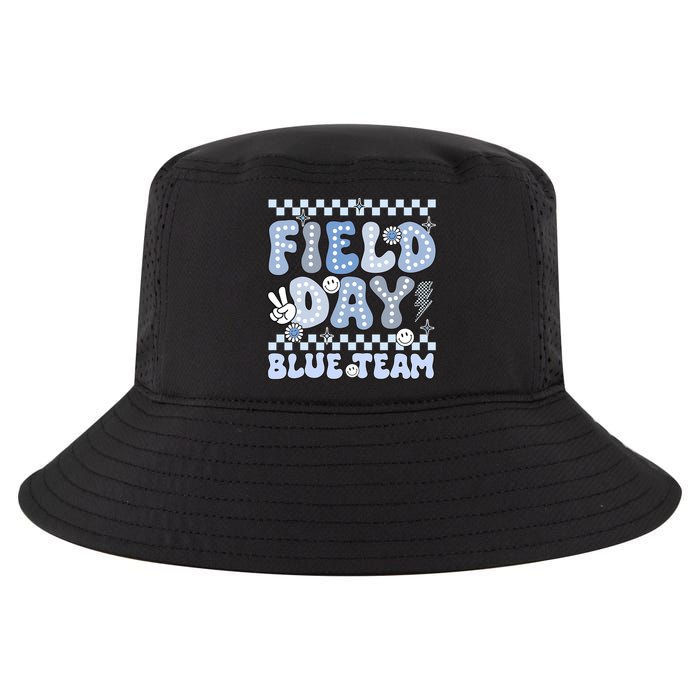 Field Day Blue Team Groovy Smile Face Checkered Students Cool Comfort Performance Bucket Hat