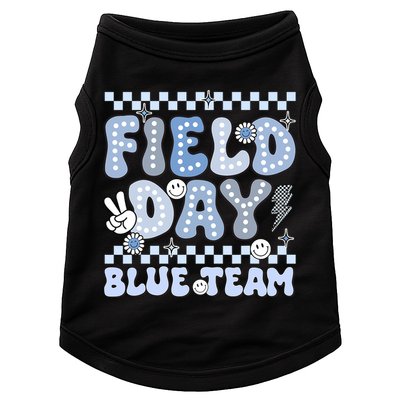 Field Day Blue Team Groovy Smile Face Checkered Students Doggie Tank