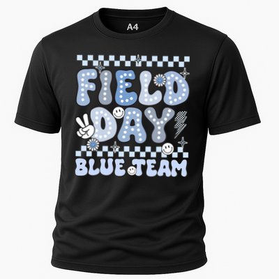 Field Day Blue Team Groovy Smile Face Checkered Students Performance Shirt