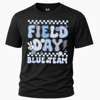Field Day Blue Team Groovy Smile Face Checkered Students Performance Shirt