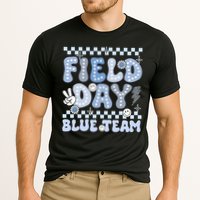 Field Day Blue Team Groovy Smile Face Checkered Students Performance Shirt