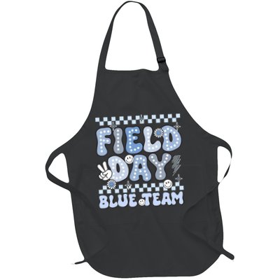 Field Day Blue Team Groovy Smile Face Checkered Students Apron