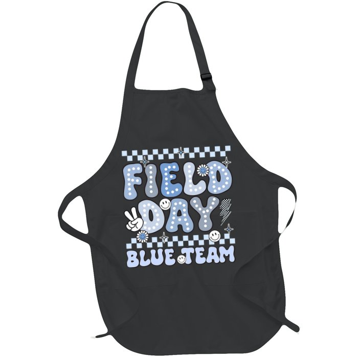 Field Day Blue Team Groovy Smile Face Checkered Students Apron