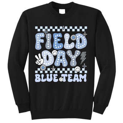 Field Day Blue Team Groovy Smile Face Checkered Students Sweatshirt