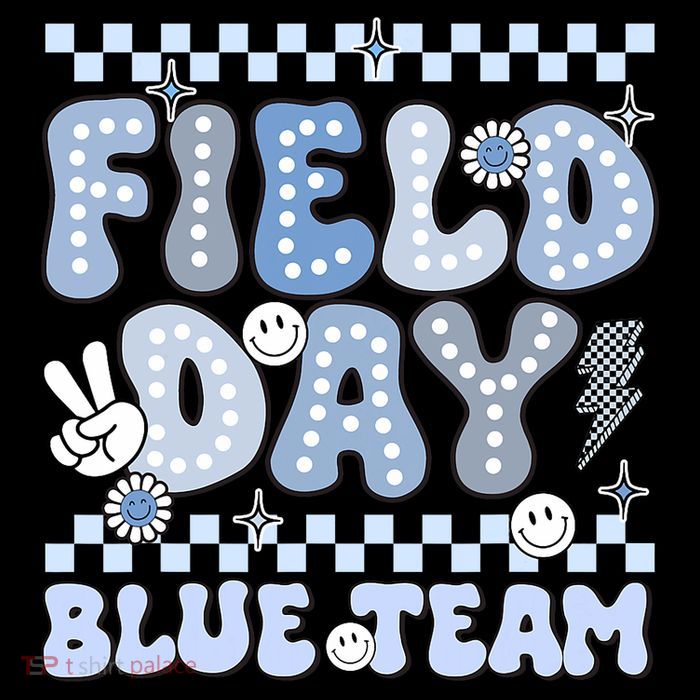 Field Day Blue Team Groovy Smile Face Checkered Students Sweatshirt