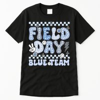 Field Day Blue Team Groovy Smile Face Checkered Students Tall T-Shirt