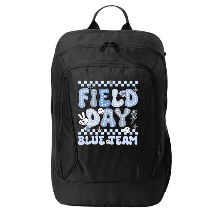 Field Day Blue Team Groovy Smile Face Checkered Students City Backpack