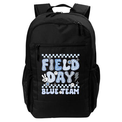 Field Day Blue Team Groovy Smile Face Checkered Students Backpack