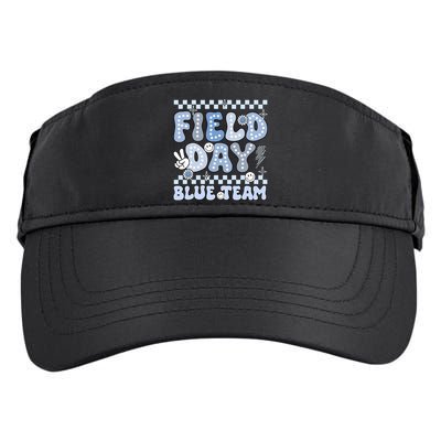 Field Day Blue Team Groovy Smile Face Checkered Students Adult Drive Performance Visor
