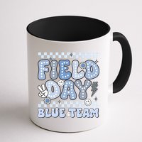 Field Day Blue Team Groovy Smile Face Checkered Students Mug