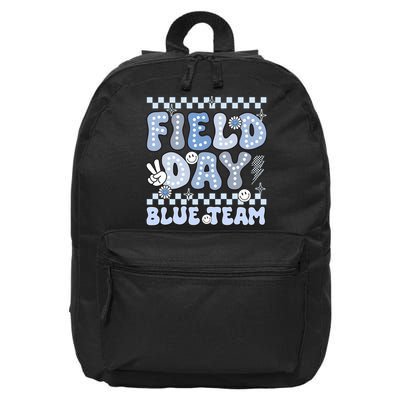 Field Day Blue Team Groovy Smile Face Checkered Students 16 in Basic Backpack
