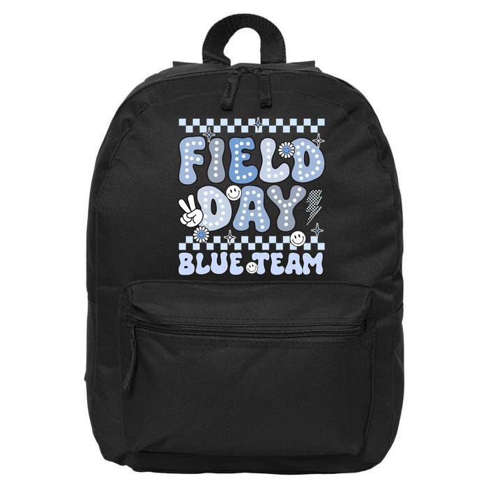 Field Day Blue Team Groovy Smile Face Checkered Students 16 in Basic Backpack