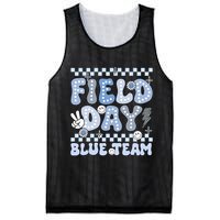 Field Day Blue Team Groovy Smile Face Checkered Students Mesh Reversible Basketball Jersey Tank