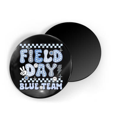 Field Day Blue Team Groovy Smile Face Checkered Students Magnet