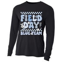 Field Day Blue Team Groovy Smile Face Checkered Students Cooling Performance Long Sleeve Crew