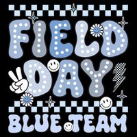 Field Day Blue Team Groovy Smile Face Checkered Students Youth Performance Sprint T-Shirt