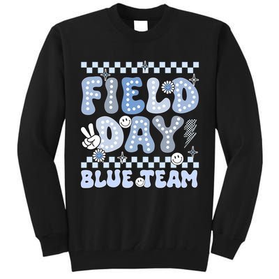 Field Day Blue Team Groovy Smile Face Checkered Students Tall Sweatshirt