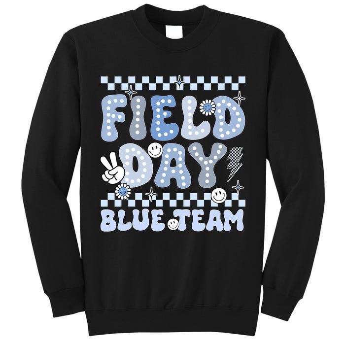 Field Day Blue Team Groovy Smile Face Checkered Students Tall Sweatshirt