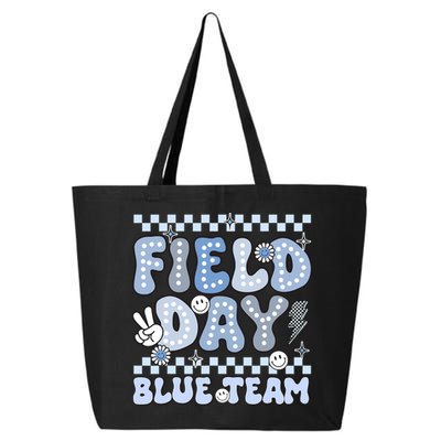 Field Day Blue Team Groovy Smile Face Checkered Students 25L Jumbo Tote