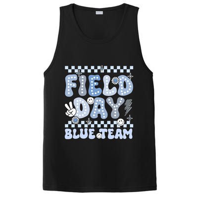 Field Day Blue Team Groovy Smile Face Checkered Students PosiCharge Competitor Tank