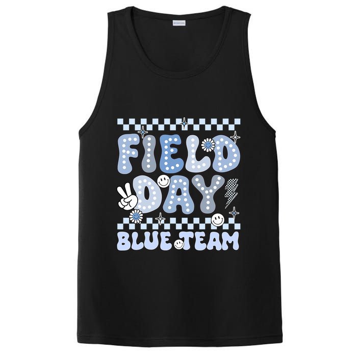 Field Day Blue Team Groovy Smile Face Checkered Students PosiCharge Competitor Tank