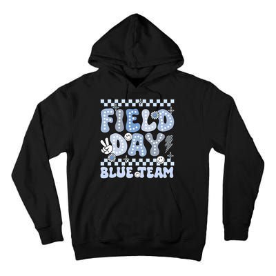 Field Day Blue Team Groovy Smile Face Checkered Students Tall Hoodie