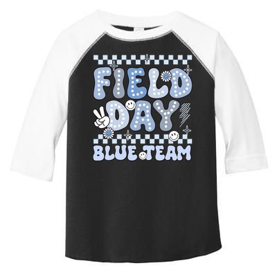 Field Day Blue Team Groovy Smile Face Checkered Students Toddler Fine Jersey T-Shirt
