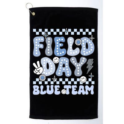 Field Day Blue Team Groovy Smile Face Checkered Students Golf Towel
