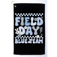 Field Day Blue Team Groovy Smile Face Checkered Students Golf Towel