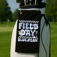Field Day Blue Team Groovy Smile Face Checkered Students Golf Towel