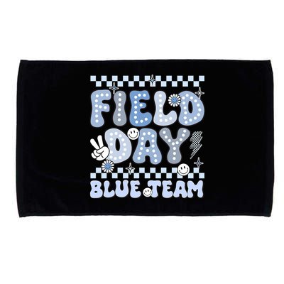 Field Day Blue Team Groovy Smile Face Checkered Students Microfiber Hand Towel