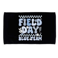 Field Day Blue Team Groovy Smile Face Checkered Students Microfiber Hand Towel