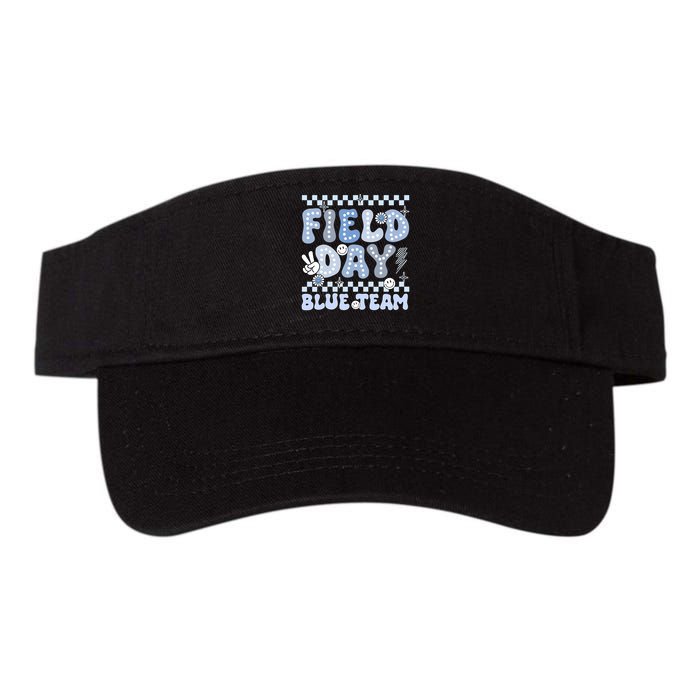 Field Day Blue Team Groovy Smile Face Checkered Students Visor