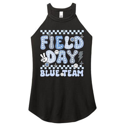 Field Day Blue Team Groovy Smile Face Checkered Students Women's Perfect Tri Rocker Tank