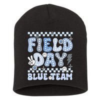 Field Day Blue Team Groovy Smile Face Checkered Students Short Acrylic Beanie