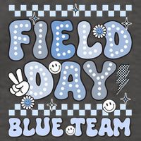 Field Day Blue Team Groovy Smile Face Checkered Students Vector Backpack