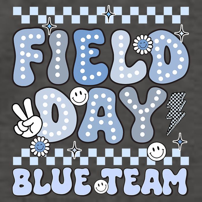 Field Day Blue Team Groovy Smile Face Checkered Students Vector Backpack