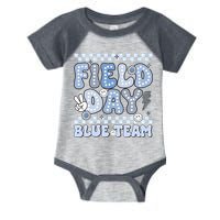 Field Day Blue Team Groovy Smile Face Checkered Students Infant Baby Jersey Bodysuit
