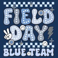 Field Day Blue Team Groovy Smile Face Checkered Students Infant Baby Jersey Bodysuit