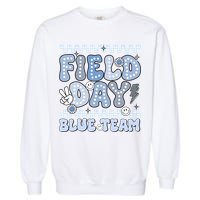 Field Day Blue Team Groovy Smile Face Checkered Students Garment-Dyed Sweatshirt