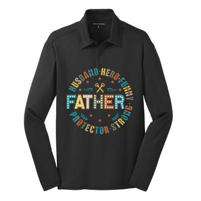 FatherS Day Best Dad Ever Silk Touch Performance Long Sleeve Polo