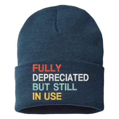 Fully Depreciated But Still In Use Funny Accounting Quote Sustainable Knit Beanie