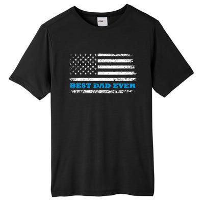 Fathers Day Best Dad Ever With Fathers Day Best Dad Ever With US American Flag Tall Fusion ChromaSoft Performance T-Shirt